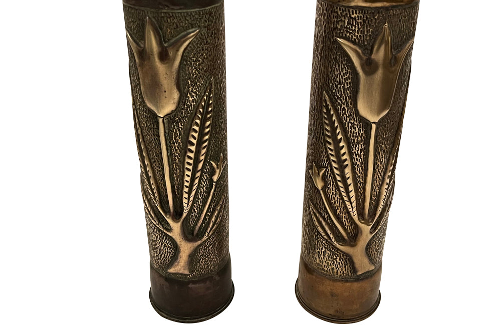 Pair of Early 20th Century French Decorative Trench Art Vases