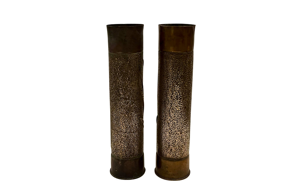Pair of Early 20th Century French Decorative Trench Art Vases