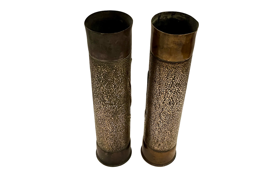 Pair of Early 20th Century French Decorative Trench Art Vases