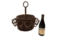 Charming early 20th Century French country wicker drinks carrier.