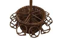 Charming early 20th Century French country wicker drinks carrier.