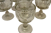 Eight antique French hand blown thumbnail cut wine glasses circa 1900 - French antiques