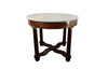 mahogany Empire centre table with Carrara marble top and stylised cross-stretcher. 