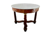 mahogany Empire centre table with Carrara marble top and stylised cross-stretcher. 