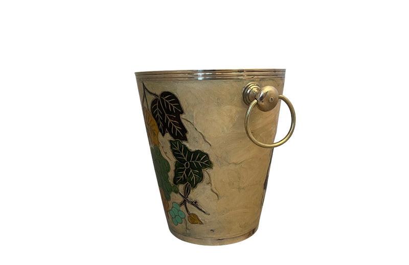 ENAMEL & BRASS CHAMPAGNE BUCKET