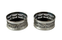 Pair of elegant 20th Century English silver plate wine coasters in the neoclassical style