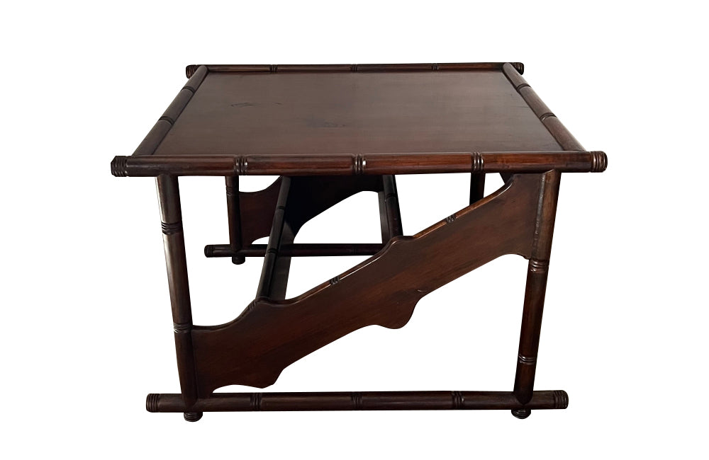 Mid century table faux bamboo low table that transforms into library steps when turned over. Italian. Mid Century furniture