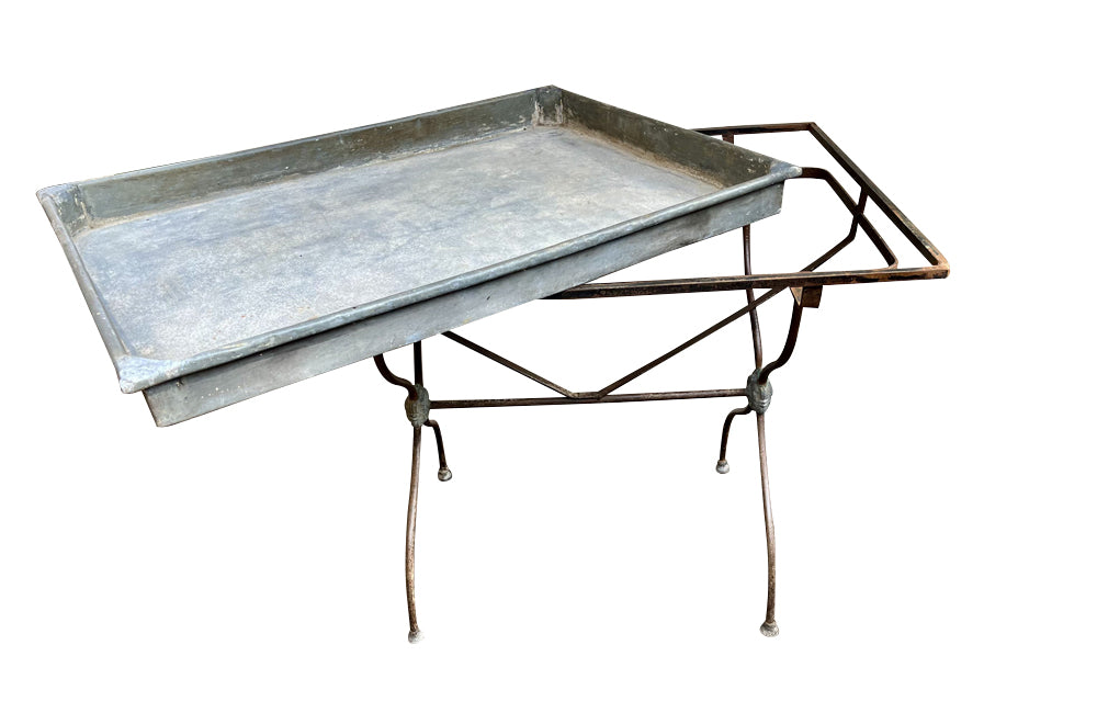EARLY 20TH CENTURY FRENCH FLORISTS ZINC TRAY TOP
