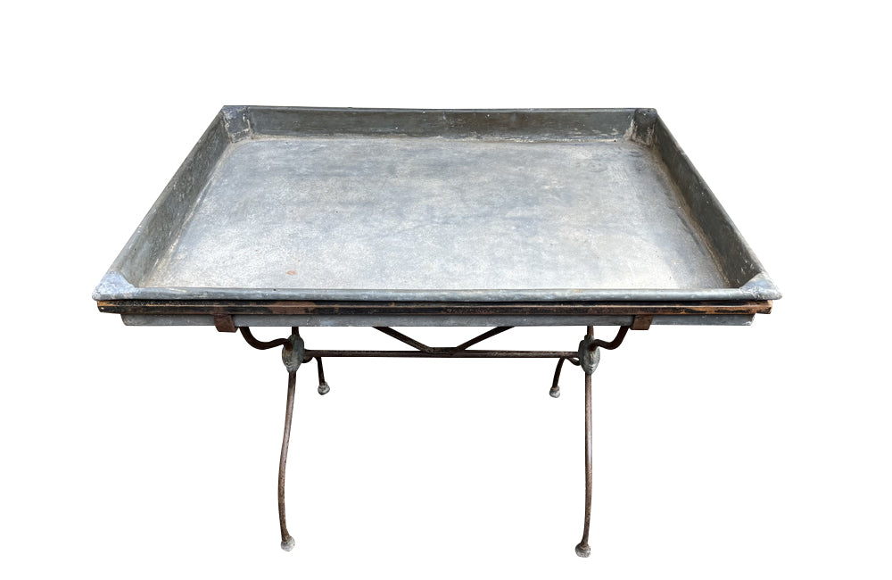 Early 20th Century French Florist's Zinc Tray Table