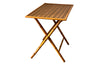 Folding faux bamboo table with coloured rattan top.