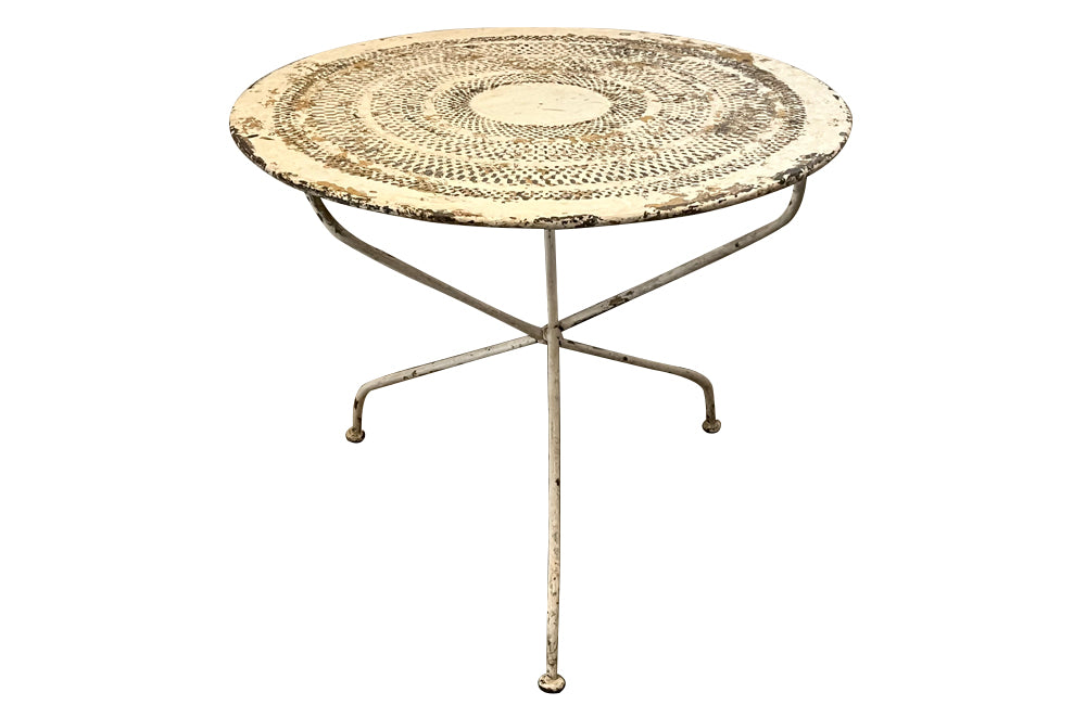 Late 19th Century French folding iron gueridon table with decorative pierced top