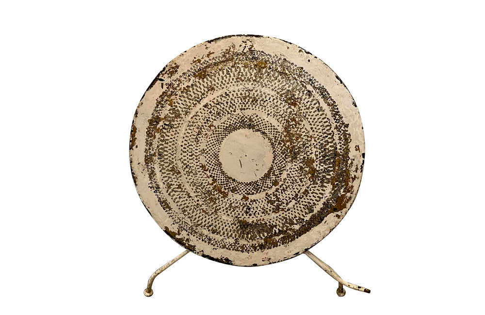 Late 19th Century French folding iron gueridon table with decorative pierced top