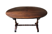 French 19th century walnut and iron oval folding vineyard table