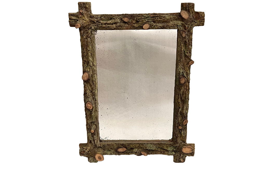 tramp art framed mirror made with branches France circa 1920