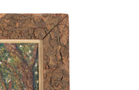 Oil on card painting of a shady forest path with pink blossoming trees signed by the artist to the lower right, Cohen