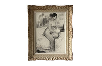 20TH CENTURY FRENCH SEATED NUDE STUDY BY HENRI ANDRE MARTIN