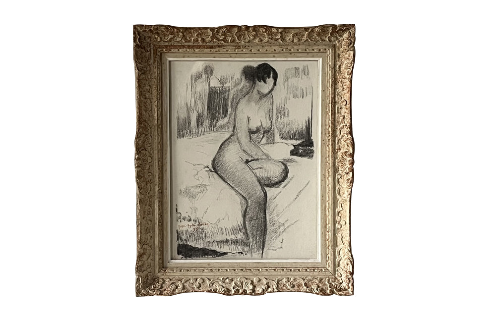 20TH CENTURY FRENCH SEATED NUDE STUDY BY HENRI ANDRE MARTIN
