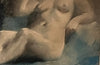 Mid century nude French pastel of a reclining female nude in carved frame. 