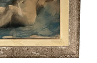Mid century nude French pastel of a reclining female nude in carved frame. 