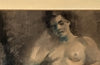 Mid century nude French pastel of a reclining female nude in carved frame. 