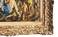 Mid 20th century painting of a beach scene by the atrist Marius Woulfart - Antique Oil Paintings