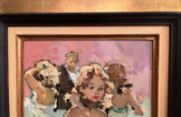 Mid-Century French framed oil on board painting of a ballet dancer by Grisot