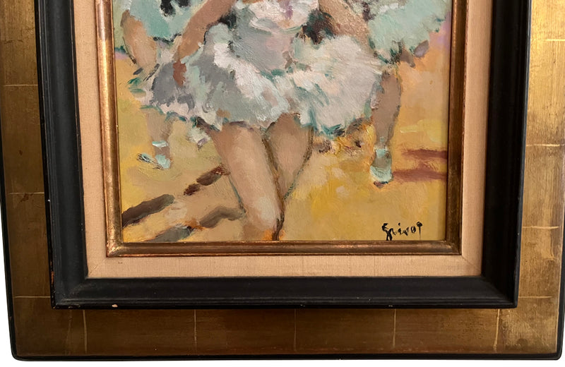 Mid-Century French framed oil on board painting of a ballet dancer by Grisot