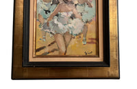 Mid-Century French framed oil on board painting of a ballet dancer by Grisot