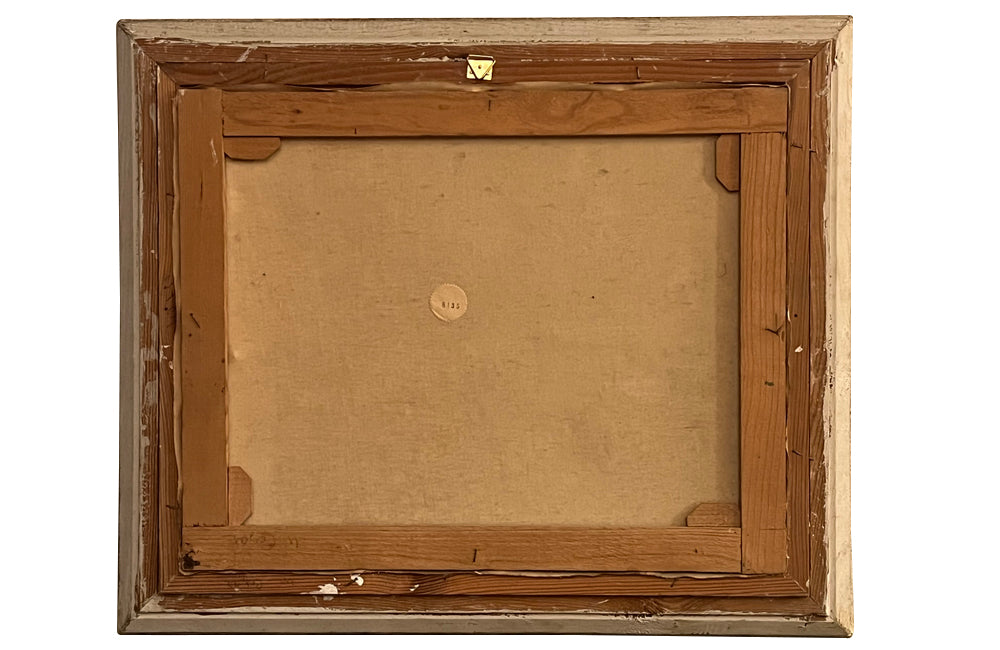 Antique oil painting 20th Century French framed oil on canvas painting of a rustic country scene Depicting a farmhouse with haystacks and signed to the lower right S.Sara.