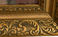 Framed 20th Century French oil on card painting beautiful portrait of a standing nude female figure signed by the artist, Henri Andre Martin