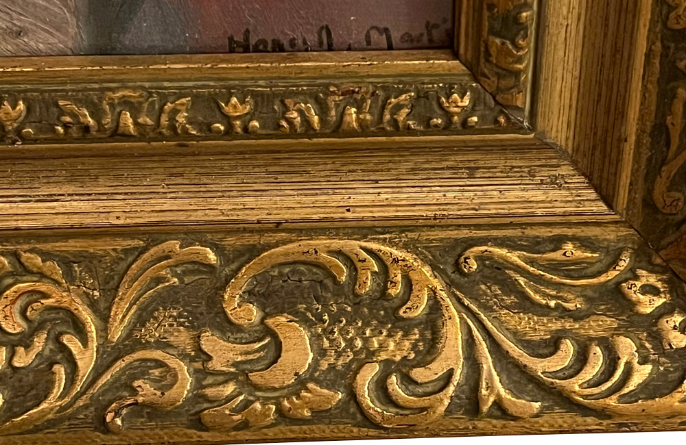 Framed 20th Century French oil on card painting beautiful portrait of a standing nude female figure signed by the artist, Henri Andre Martin