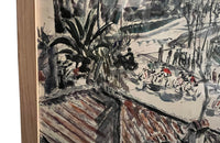 Mid-Century French Watercolour Painting 'Cycle Race in Antibes' By Pierre Provust