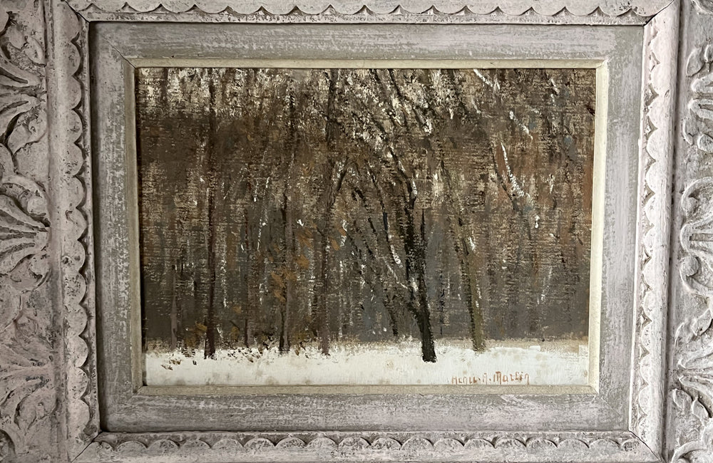 OIL ON WOOD PAINTING 'FOREST AFTER SNOWFALL' BY  HENRI ANDRE MARTIN -CURRENTLY RESERVED-