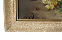 20th Century French Framed Still Life Painting with Fruit and Pottery Cruche
