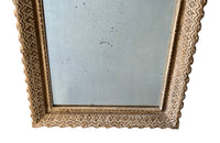 French carved painted antique framed mirror