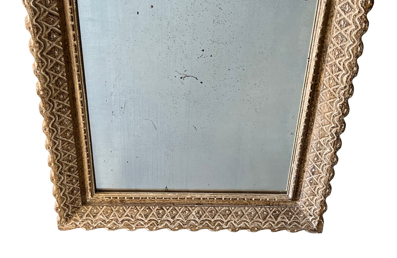 French carved painted antique framed mirror