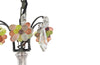 20th Century chandelier with bunches of coloured glass grape drops and brass vine leaves.