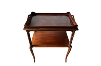 Antique mahogany side tray table with brass banding - French - Antique Side Table