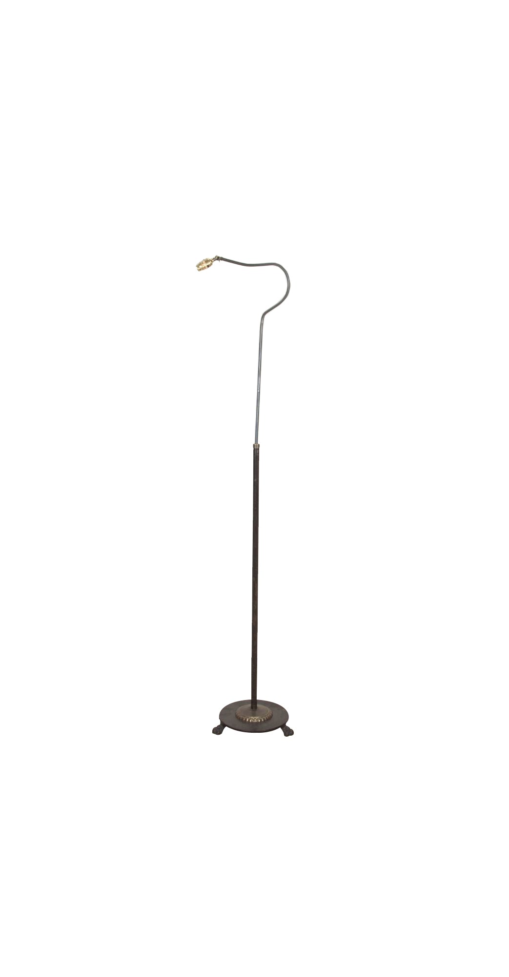 20th Century French neoclassical revival telescopic iron and brass floor lamp with adjustable bulb holder.