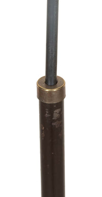 20th Century French neoclassical revival telescopic iron and brass floor lamp with adjustable bulb holder.