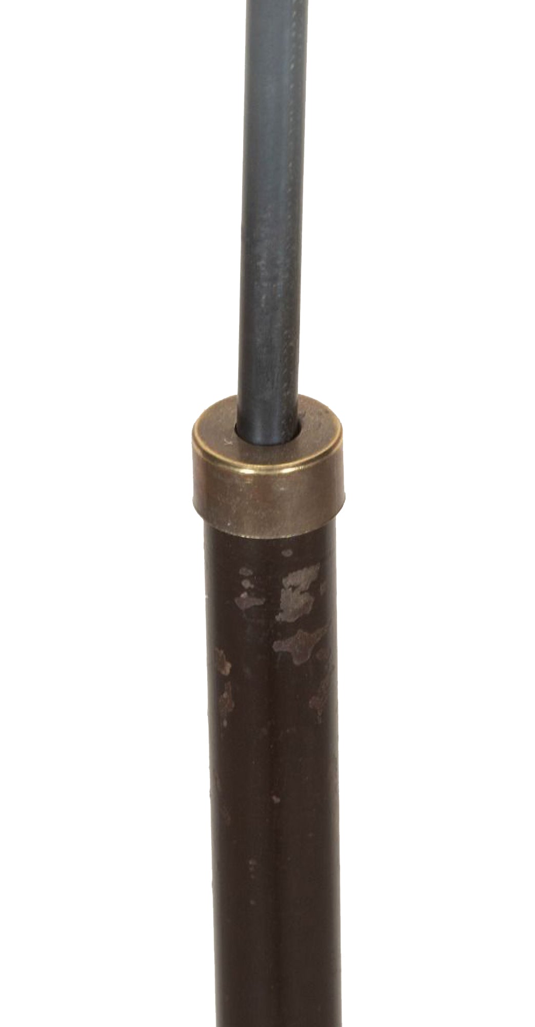 20th Century French neoclassical revival telescopic iron and brass floor lamp with adjustable bulb holder.