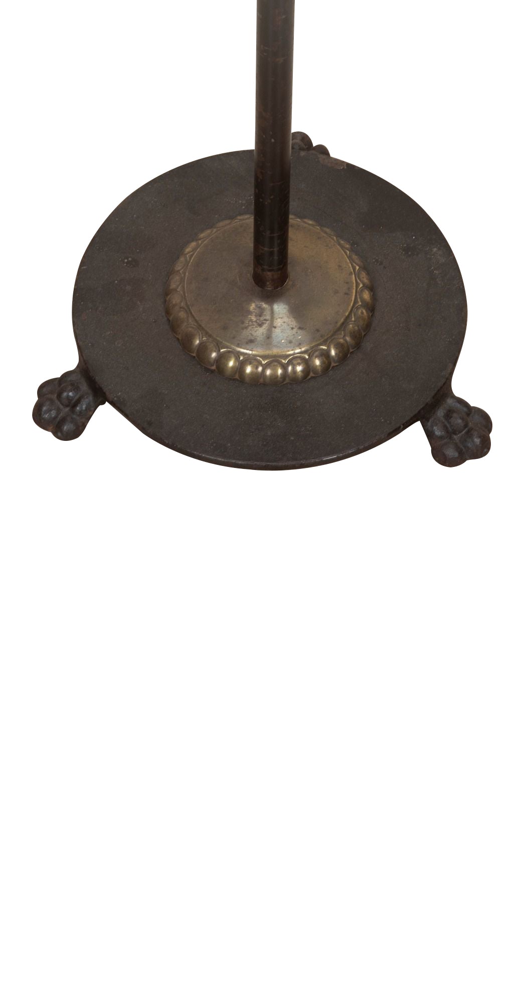 20th Century French neoclassical revival telescopic iron and brass floor lamp with adjustable bulb holder.