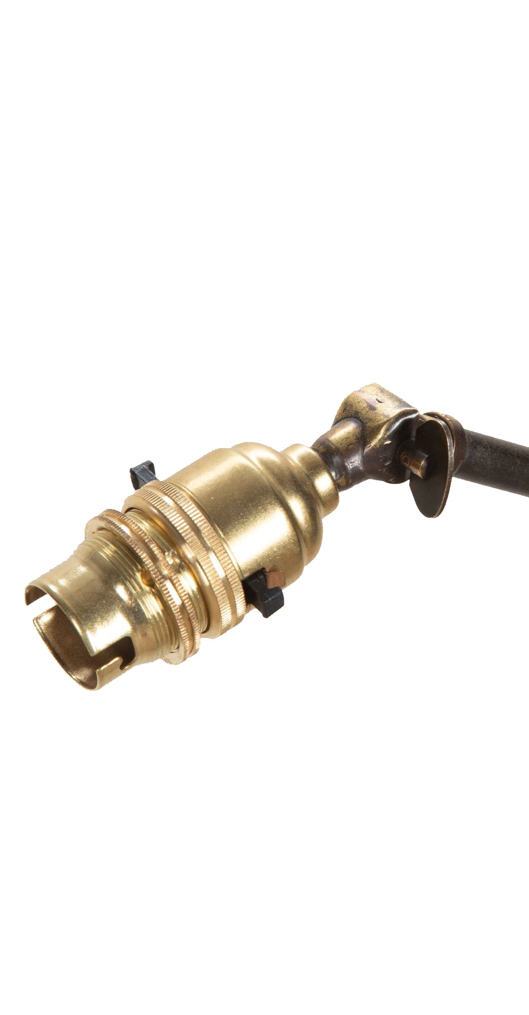 20th Century French neoclassical revival telescopic iron and brass floor lamp with adjustable bulb holder.