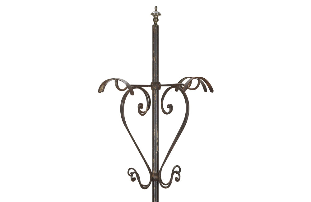 Tall late 19th Century French iron coat and hat rack.
