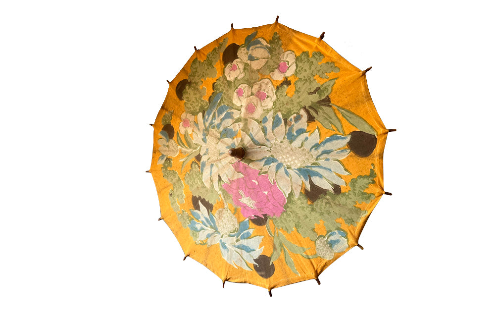 Charming and colourful 20th Century French Art Deco floral parasol - French antiques