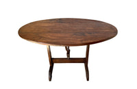 Charming19th century French fruitwood vendange table with lyre base .