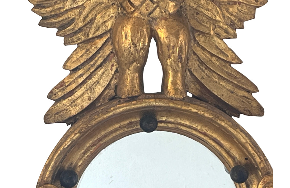 20th Century Spanish carved gilt wooden open winged eagle framed mirror in the Regency style - Decorative Antiques - AD & PS Antiques