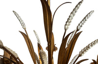 Mid-20th Century chandelier wheat sheaf design in gilt metal with polychrome white wheat ears. French Antique Chandeliers.