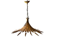 Elegant Mid-Century French gilt metal hanging pendant light in the form of a wheat sheaf