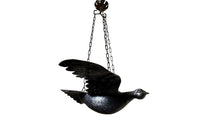 Unique forged iron sculpture of a dove in flight with hidden box